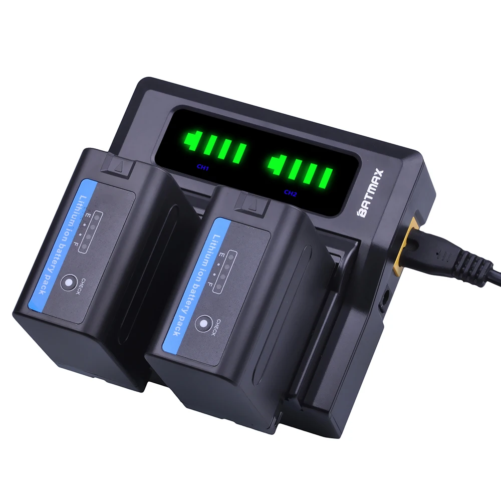 Аккумулятор Batmax 3pc 7200 мАч NP-F970 NP-F960 со стандартными индикаторами мощности + быстрое двойное зарядное устройство для YONGUO,Godox (art.: 7a77435fa) - 7a77435fa
