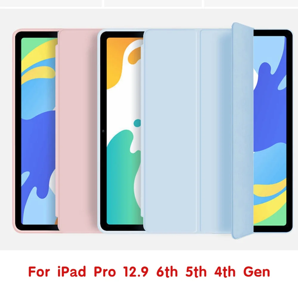 

For iPad Pro 12.9 inch 2021 2022 A2764 A2437 Tri-Folding Smart Cover for IPad Pro12.9 6th 5th 4th gen PU Leather Stand Cover