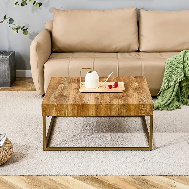 Modern rectangular coffee table, dining table. MDF desktop with metal legs. Suitable for restaurants and living rooms.