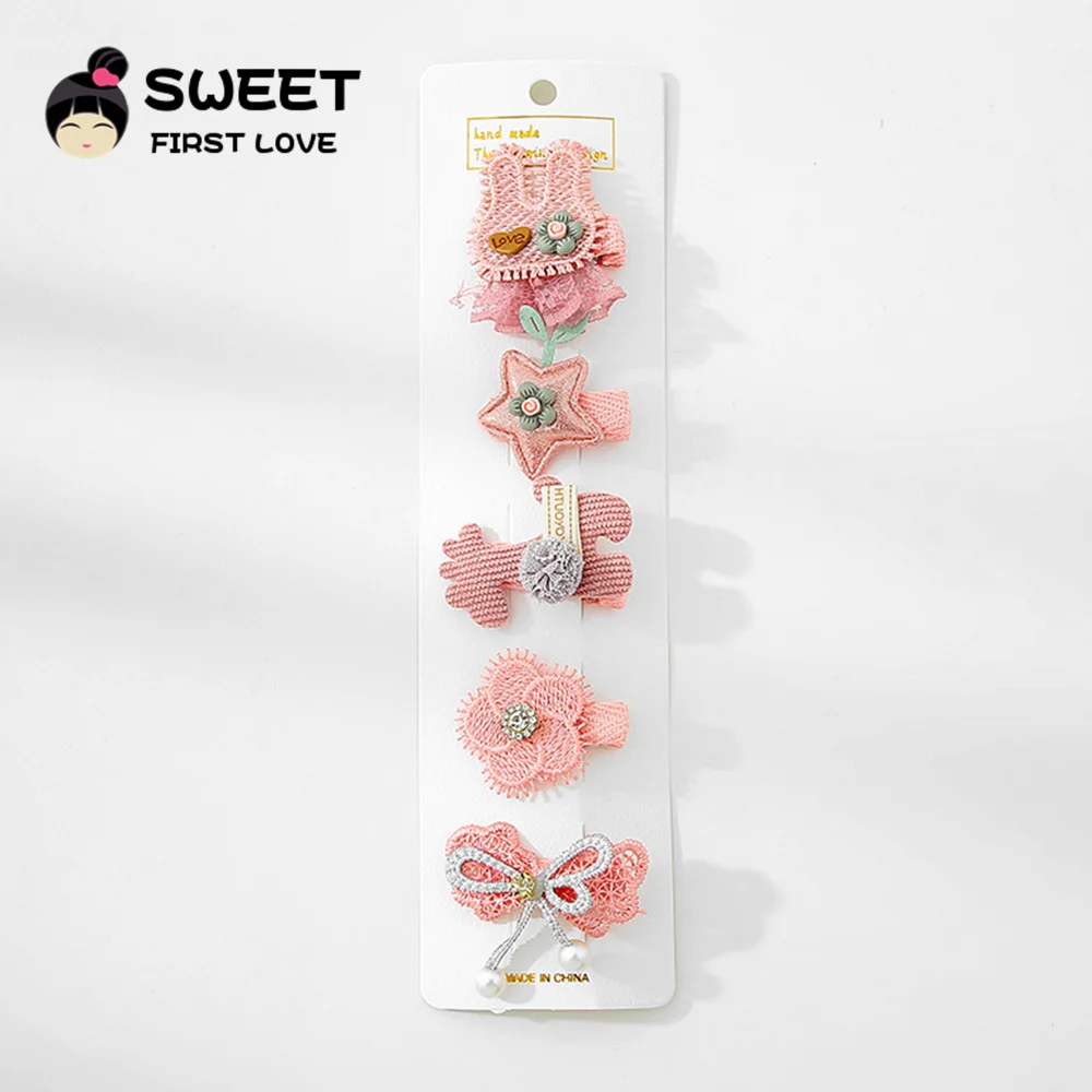5Pcs/Set Animal Cotton Hair Clips for Children Girls