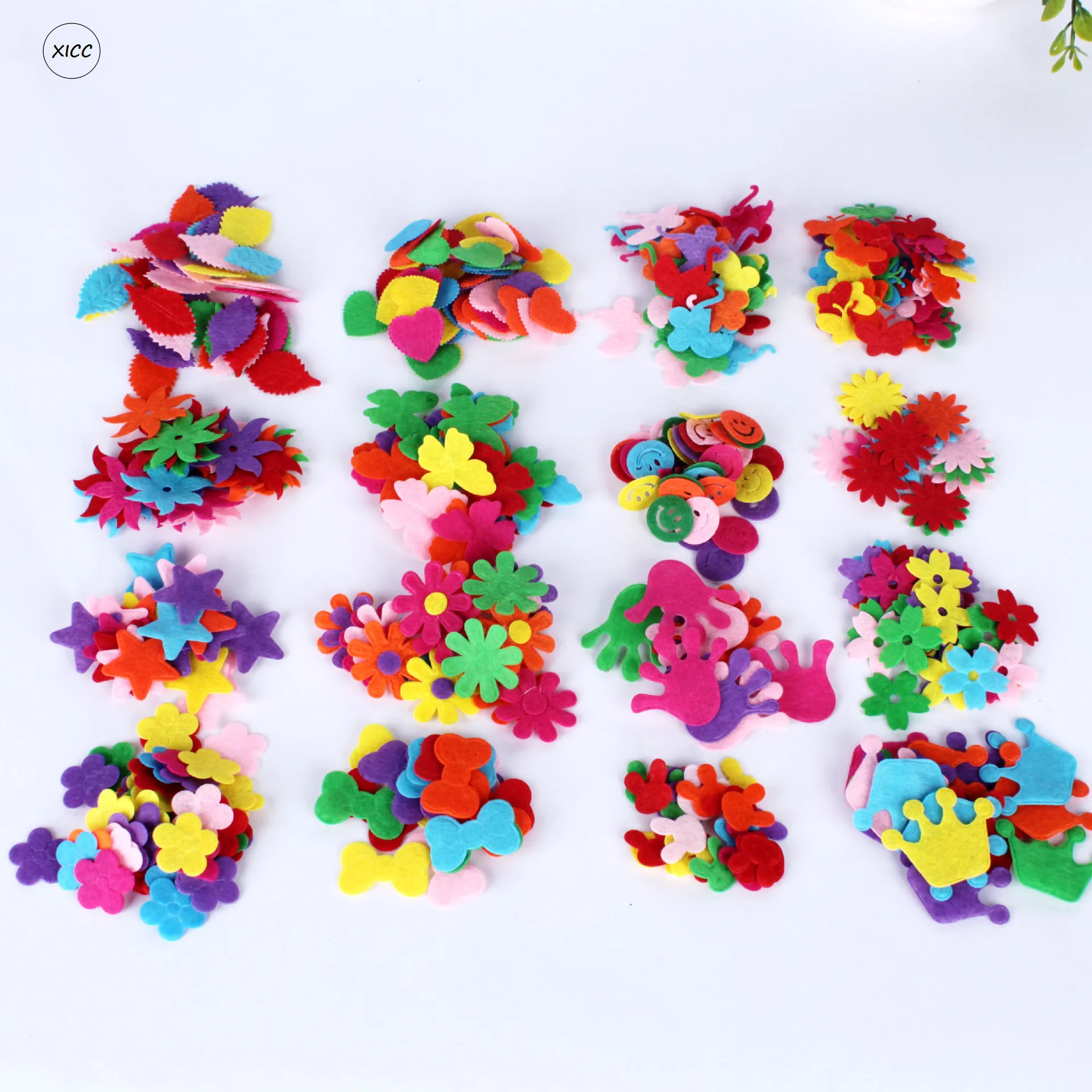 100PCS Non Woven Smile Flower Butterfly Wool 1mm Felt Fabric Hair Rope DIY Handmade Accessory Stickers Applique Patches Felt Pad