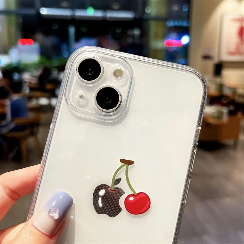 Playful Cherry Transparent Shockproof Phone Case - Soft, Durable, and Stylish Cover
