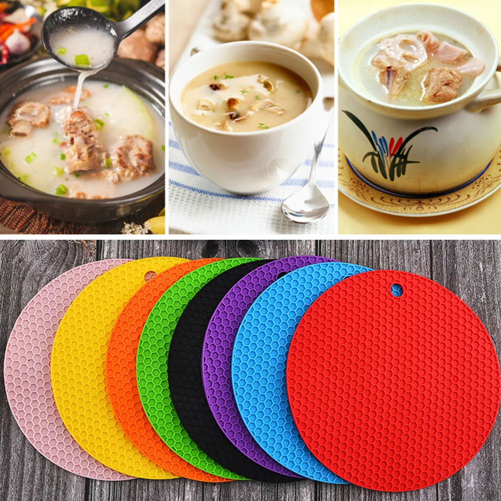 1PC Round Round Table Mat Silicone Insulation Mat Round Honeycomb