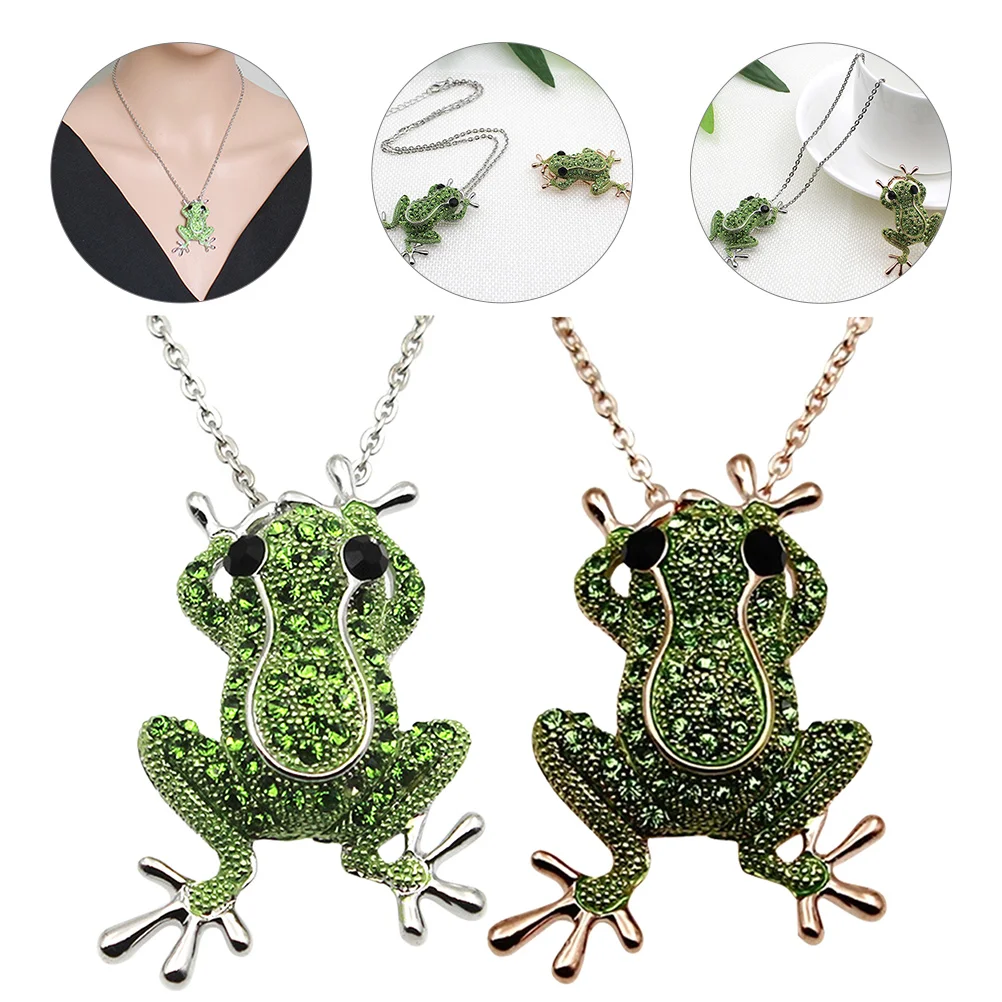 

2 Pcs Wild Frog Brooch Women Clip Decorative Pins Rhinestones Frogs Necklace Backpacks