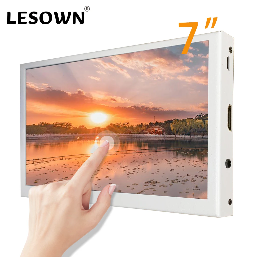 

LESOWN 7 inch LCD HDMI Touch Screen Small Monitor 1024x600 IPS Compatible With Aida64 Raspberry Pi Laptop PC Portable Display