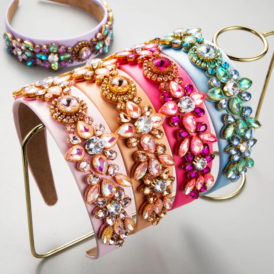 European and American Heavy Industry Full Diamond Retro Wide Baroque Headband Inlaid Rhinestone High-Grade Hair Band