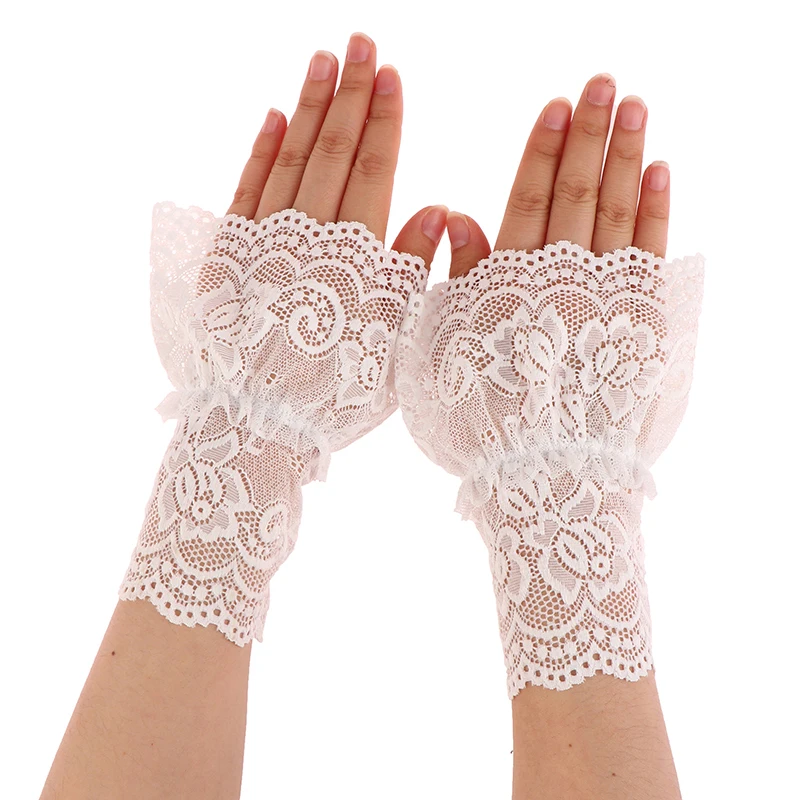 

1Pair Detachable Pleated Flared Sleeve False Lace Cuffs White Pleated Wristband Decorative Women Wedding Dress Accessories