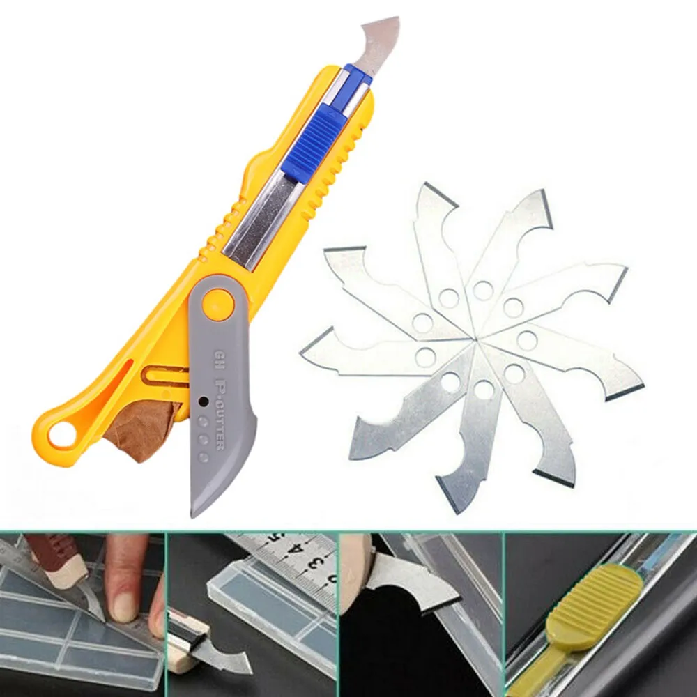 Acrylic Plastic Sheet Perspex Cutter Hook Cutting Tool + 10pcs Spare Blades  Home