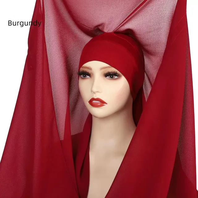 Hijab instantané en mousseline de soie avec boucle magnétique, couleur unie, écharpe musulmane pour femme, Turban islamique, bandeau à la mode, châle, nouvelle collection
