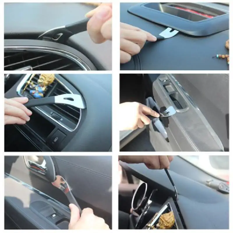 Double Ends Stainless Steel Trim Removal Tool Car Trim Puller Pry Bar Pry Tools for Door Panel Audio Terminal Fastener Remover