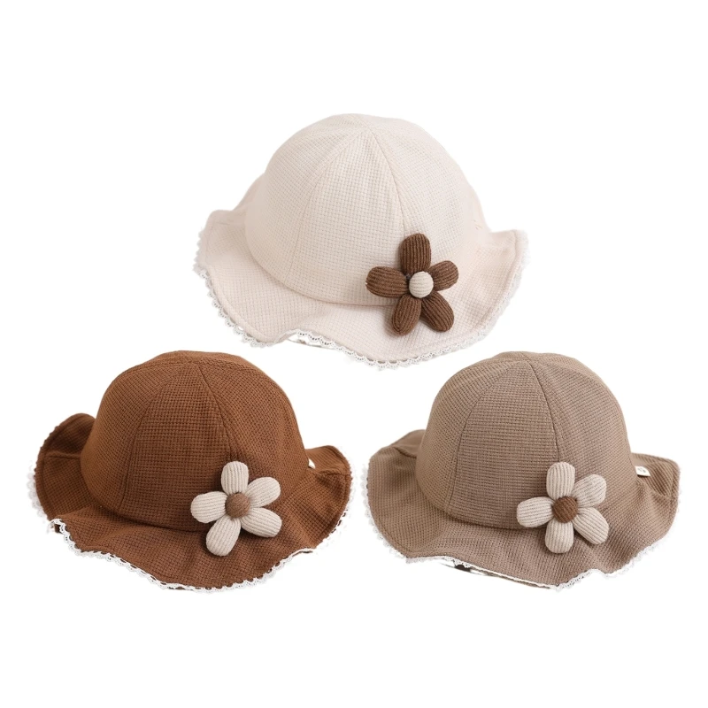 

Lovely Baby Kids Sun Hat Flowers Infant Toddler Bucket Hat Wide Brim Outdoor Fisherman Hat Cloth Cap for Boys Girls