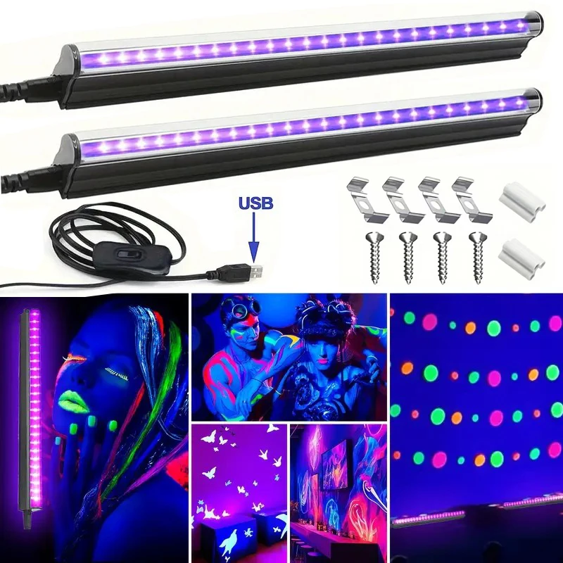 5W USB UV Light Blacklight Bar for Body Painting Blacklights 395nmTapestry Poster Glow Party T5 Tube UV Strip Lights for Cabinet black light bulbs black light bar