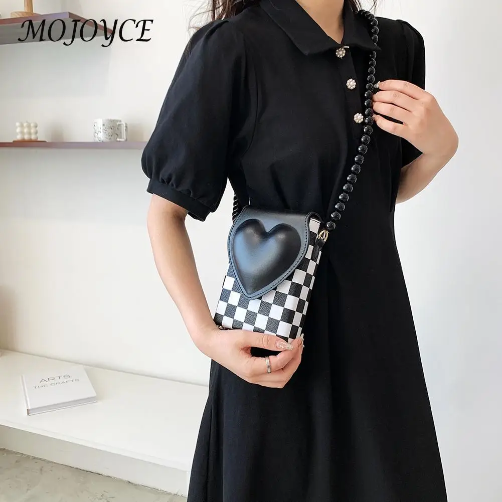 Fashion PU Leather Heart Crossbody Bag Women Summer Wide Strap Flap  Shoulder Bag Lady Girls Casual Shopping Messenger Handbag