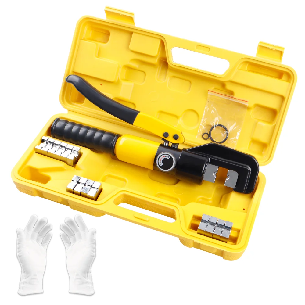 4-70mm&sup2; Home Hydraulic Pliers Pressure 10T Crimping Tools DIY Cable Terminal Wiring Pliers Cordless Crimping With Gloves
