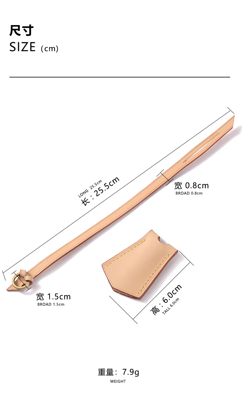 Clochette En Cuir Véritable Vachetta – Fait Main, étiquette Bagage Ou Sac, 7g