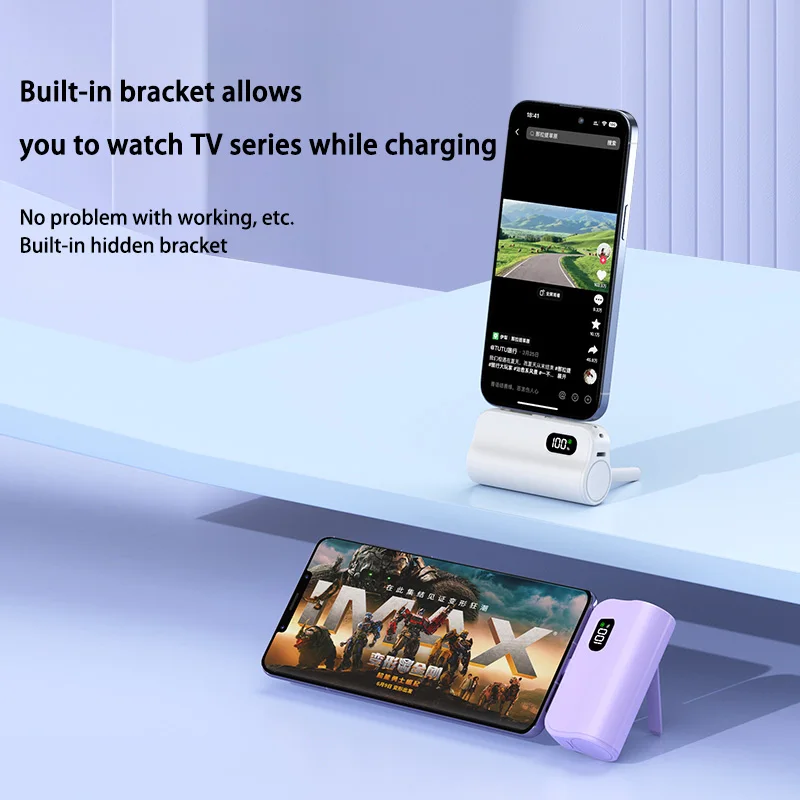 50000mah Capsule Power Bank 120w Hidden Dual Interface Compact Portable Mobile Power Bank Mini Fast Charging For Iphone Samsung 5