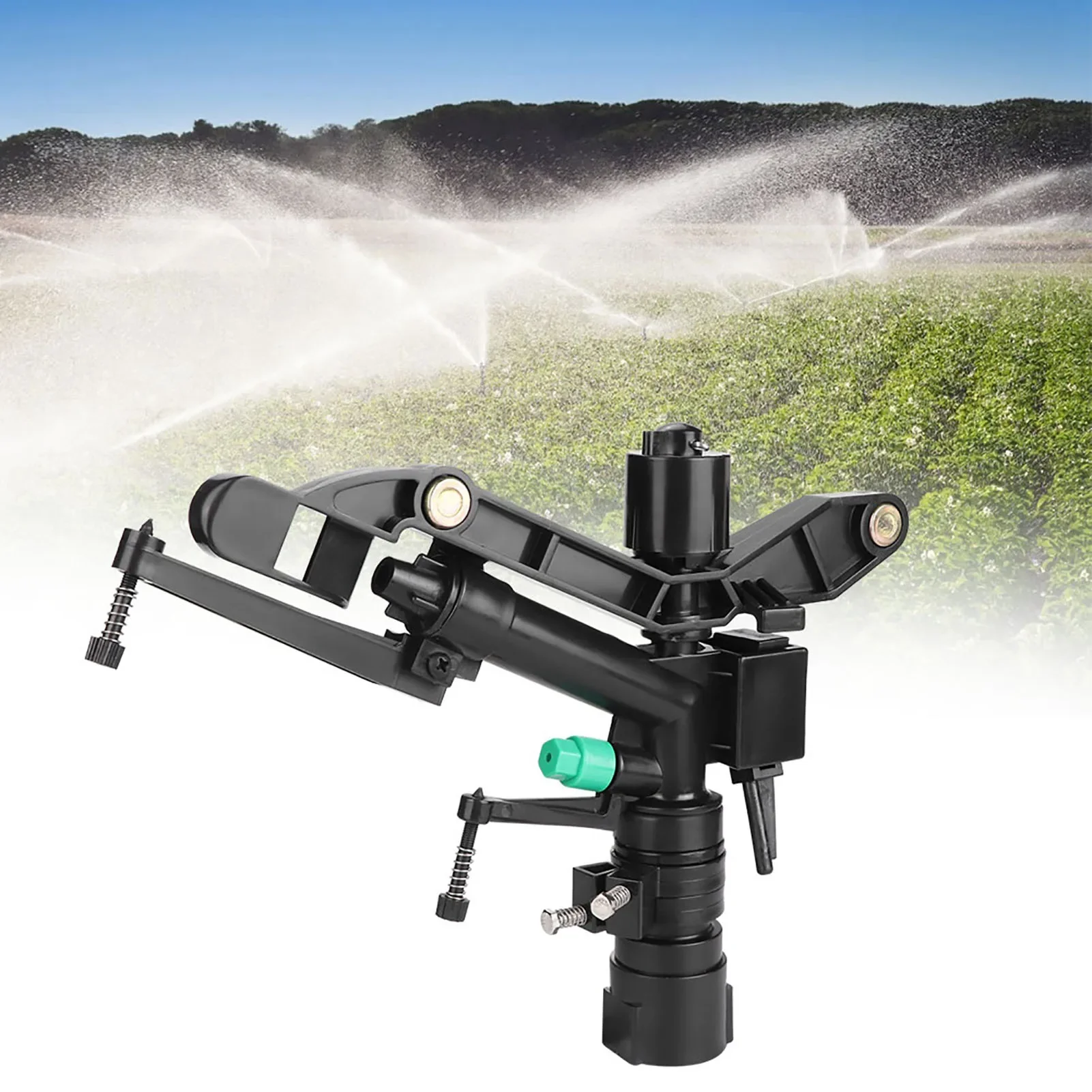 G1 Rotating Rocker Arm Irrigation Nozzle Dual Outlet Female Thread Sprayer Head Adjustable Watering Sprinkler for Garden Lawn