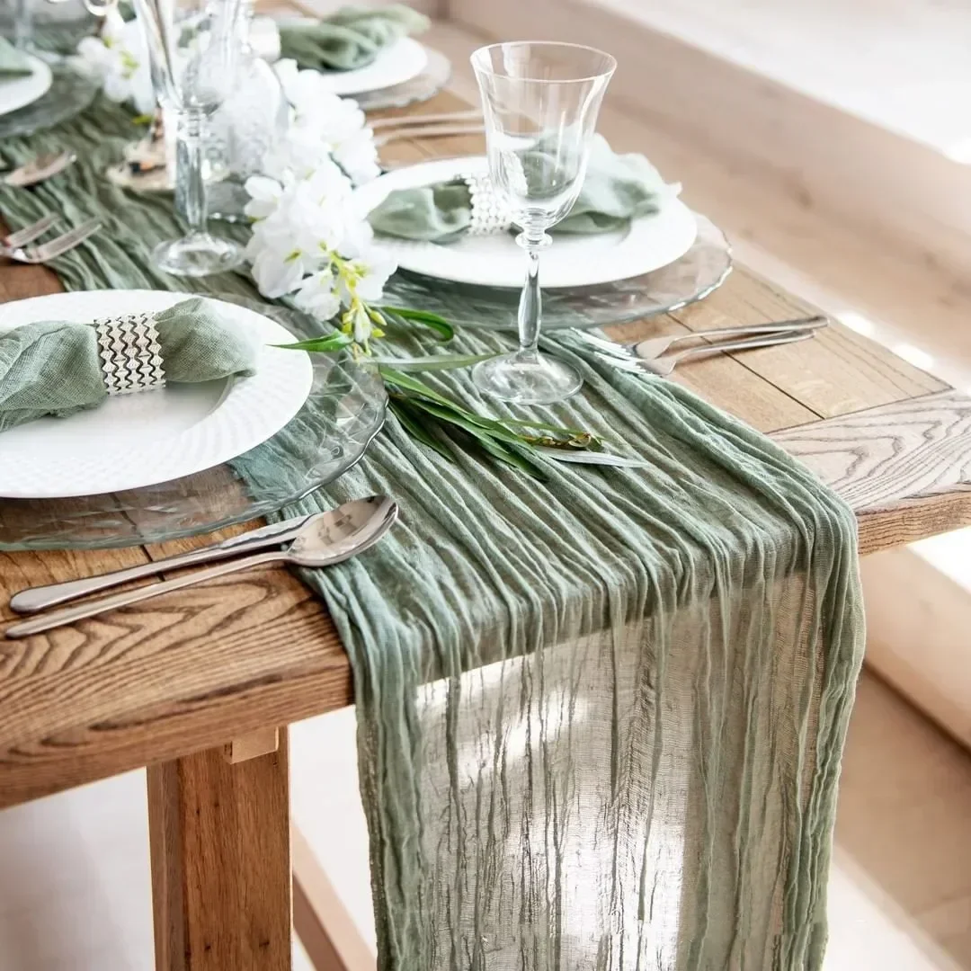 6pack Cheese Cloth Gauze Table Runner Rustic Wedding Table Decor 90*300CM  Boho Wedding Reception Christmas Table Runners