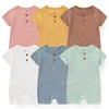 Cotton New Born Baby Boy Clothes 2 Pieces Short Sleeves Baby Girl Clothes 0-24M Waffle Print Infant Rompers Cartoon Bebes