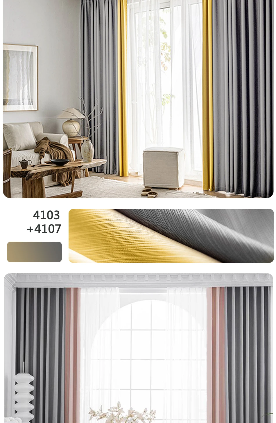grey curtains LAEWIN - curtains mix color for living room for bedroom window curtain blackout cortinas de dormitorio set luxury elegant home lace curtains