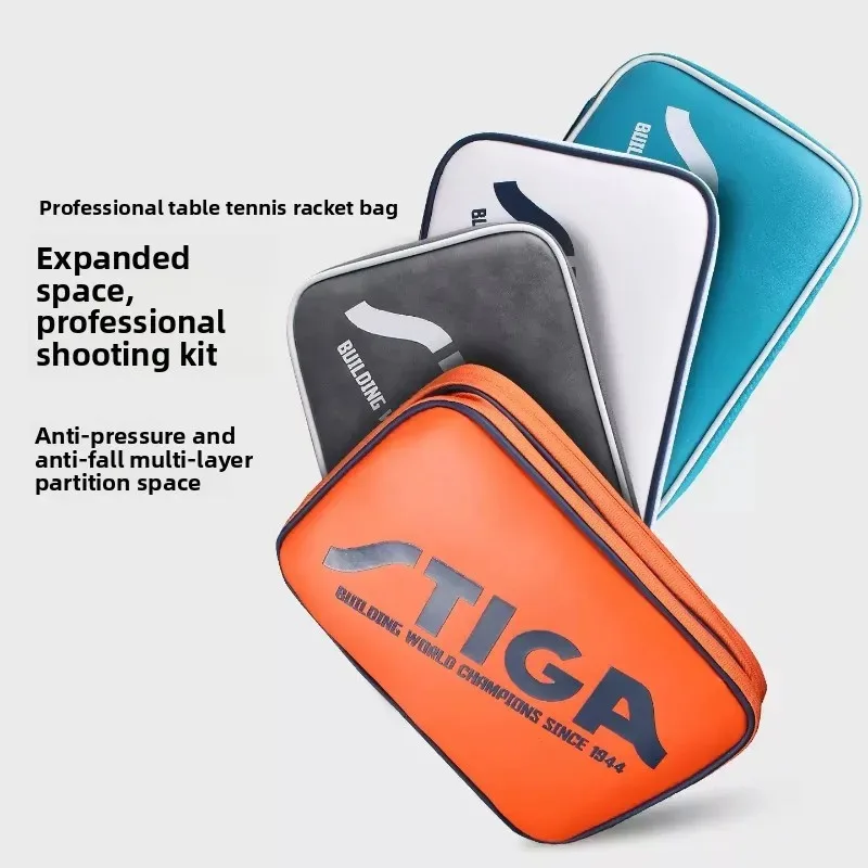 100% 오리지널 Stiga 탁구 라켓 PU 커버 스포츠 가방 탁구 배트 라켓 스포츠 케이스 CP-5W31