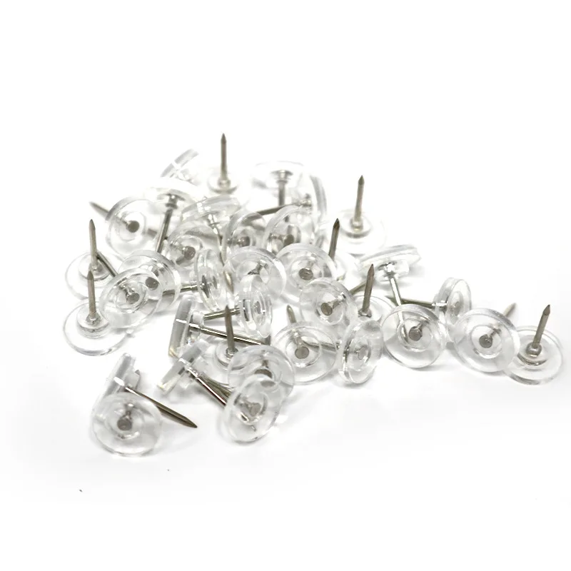 50pcs/box Plastic Clear Push Pins Thumb Tacks for Bulletin Board Posters Photos Postcards Maps Office Home Decorative