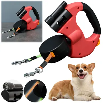 Double Headed Dog Leash – Dual Retractable Leash with LED Light & 360° Swivel 1