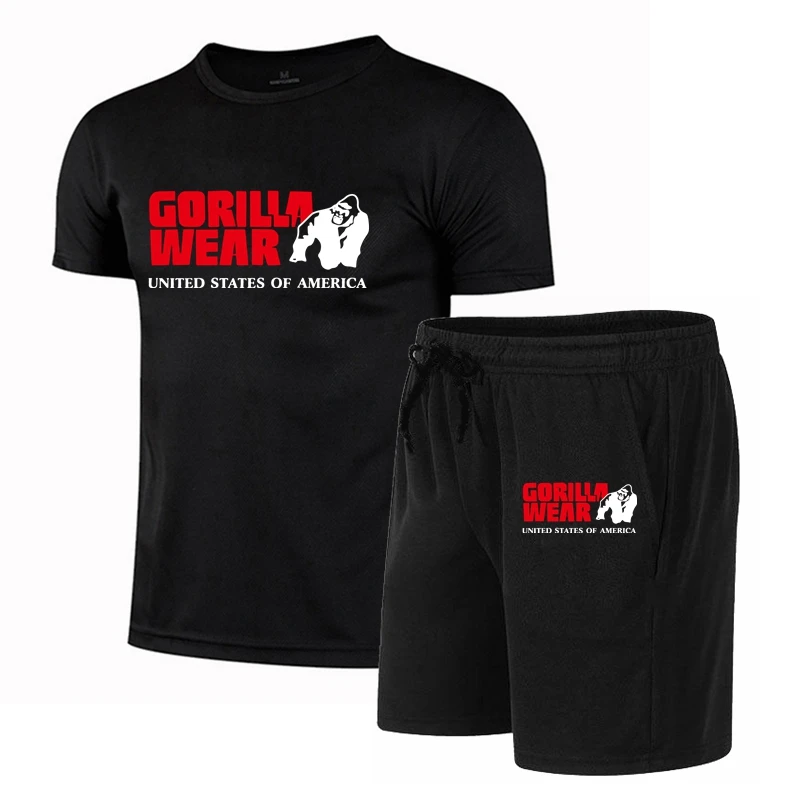 

2023 Gorilla Printing Short-sleeved Suit Man Woman Summer Casual Clothes T-shirt + shorts 2-piece T-shirt Quick drying Set