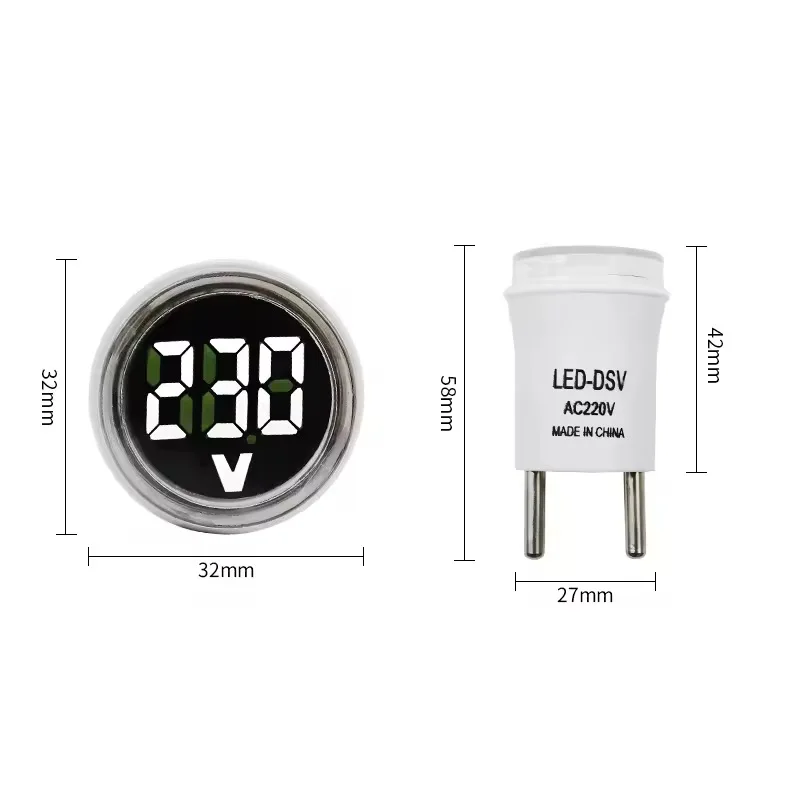 Digital Current and Voltage Ammeter Circular LED Display EU Plug Electrical Instruments