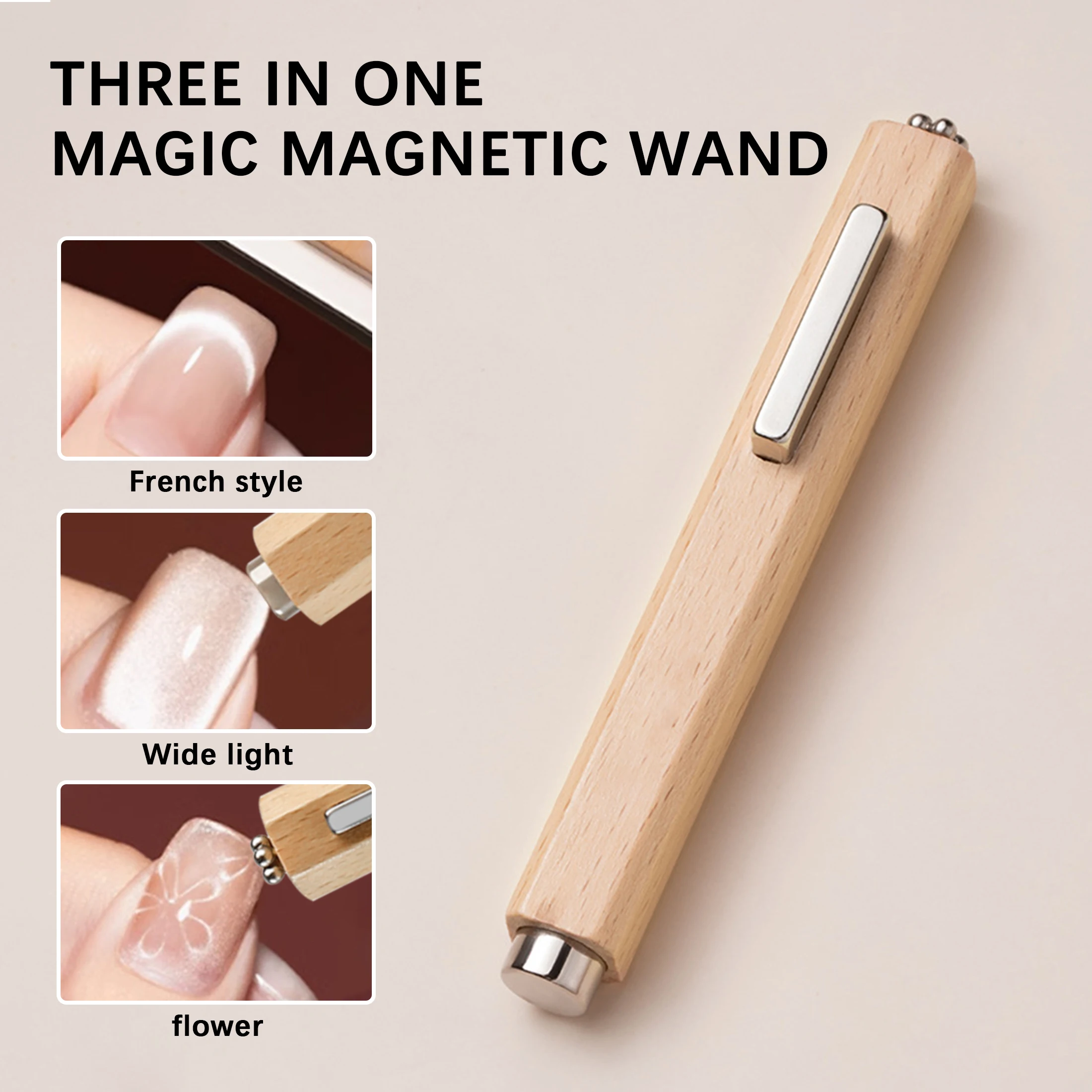 3IN1 multi-functional French Line/Flowers Magnetic Laser Line Effect Nail Magnet Pen professional strong cat eye gel magnet pen magnetic nail art tools cat eye nail tool magnetic nail tools magnetic nail pen
