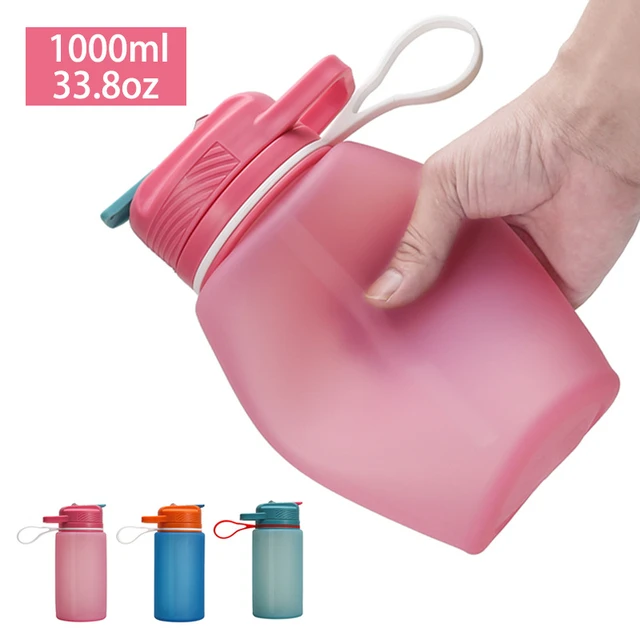 Bouteilles D'eau Pliables En Silicone 1l Avec Paille, Gourde Flexible Pour  Voyage, Sport, Plein Air, Camping, Sans Bpa - Bouteilles D'eau - AliExpress