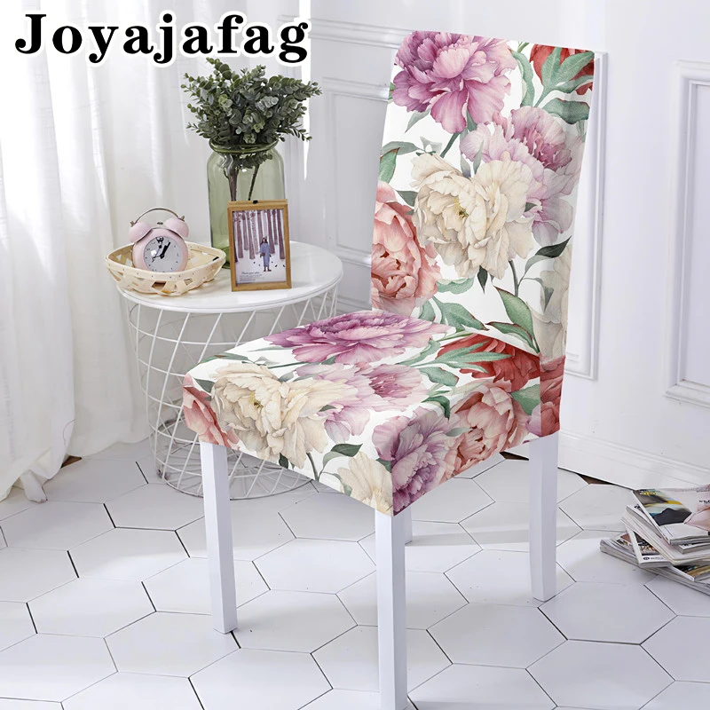 

Peony Flowers Chair Cover Dust Proof Washable Elastic Seat Covers For Kitchen Banquet Dining Room Decor