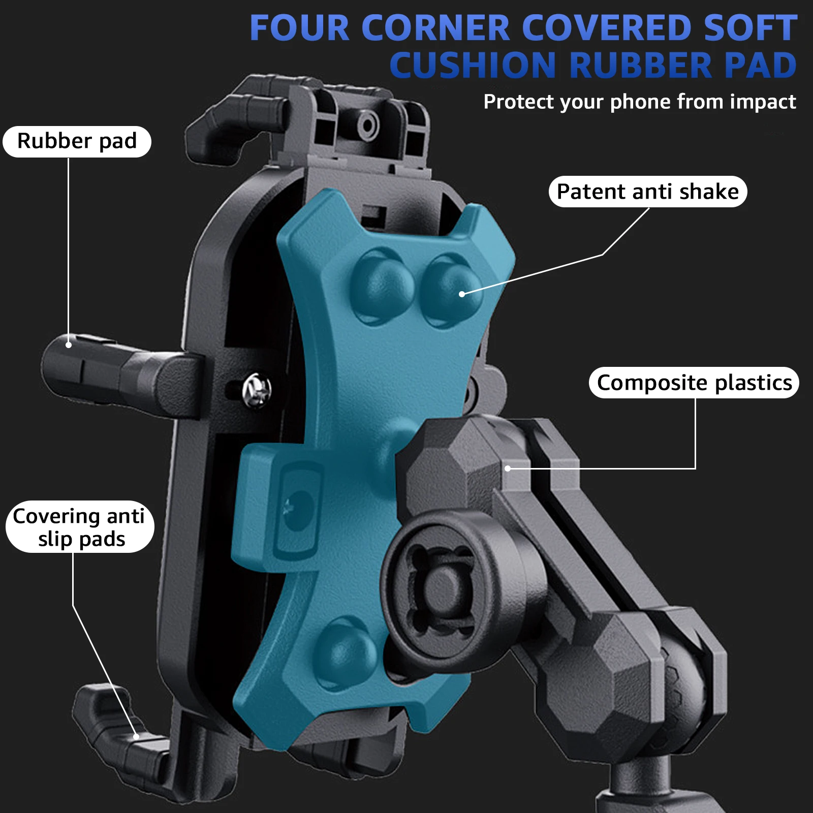 حامل هاتف للدراجة النارية مضاد للاهتزاز، مع نظام ت...