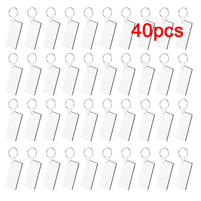 40세트 승화 인쇄용 직사각형 키홀더 사진 프레임 블랭크 MDF 키체인 가방, 문, 맞춤 선물용