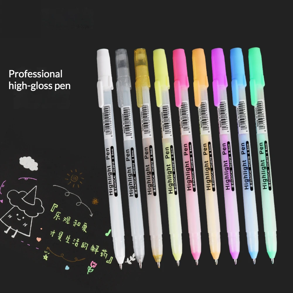 9 Colors High Gloss Pen Handpainted Color Sketch Comics Fine Art Pen