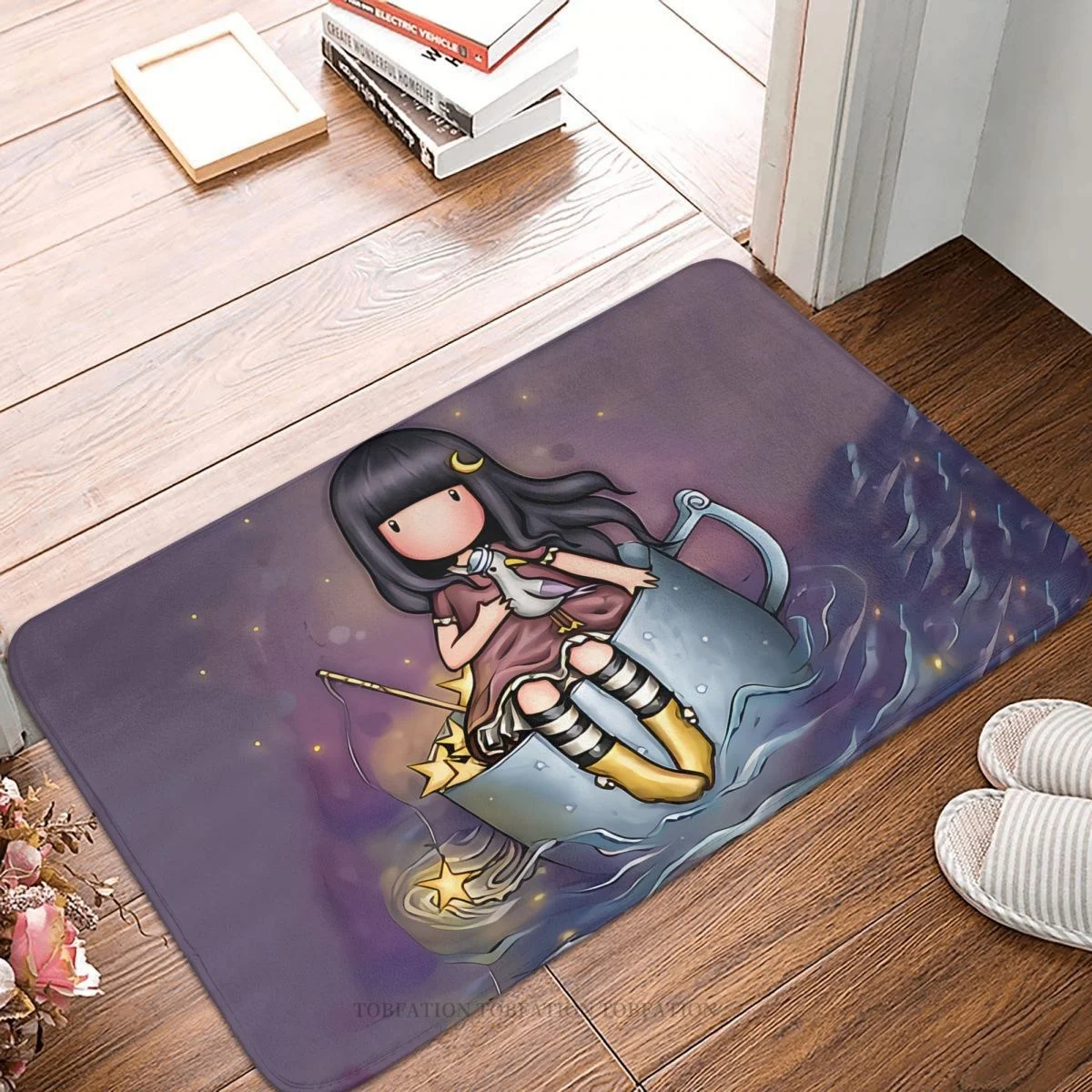 Santoro Gorjuss Manga Cute Girl Antiscivolo Zerbino Cup In Water Bath Kitchen Mat Welcome Carpet Home Modern Decor
