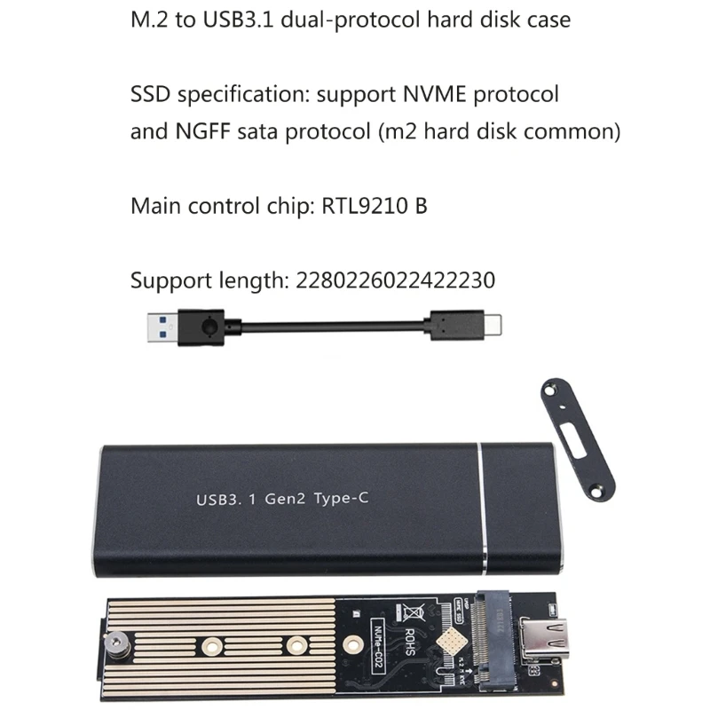 고성능 M.2 USB3.1 Type-C gen2 SSD 인클로저가 B+M 키 지원