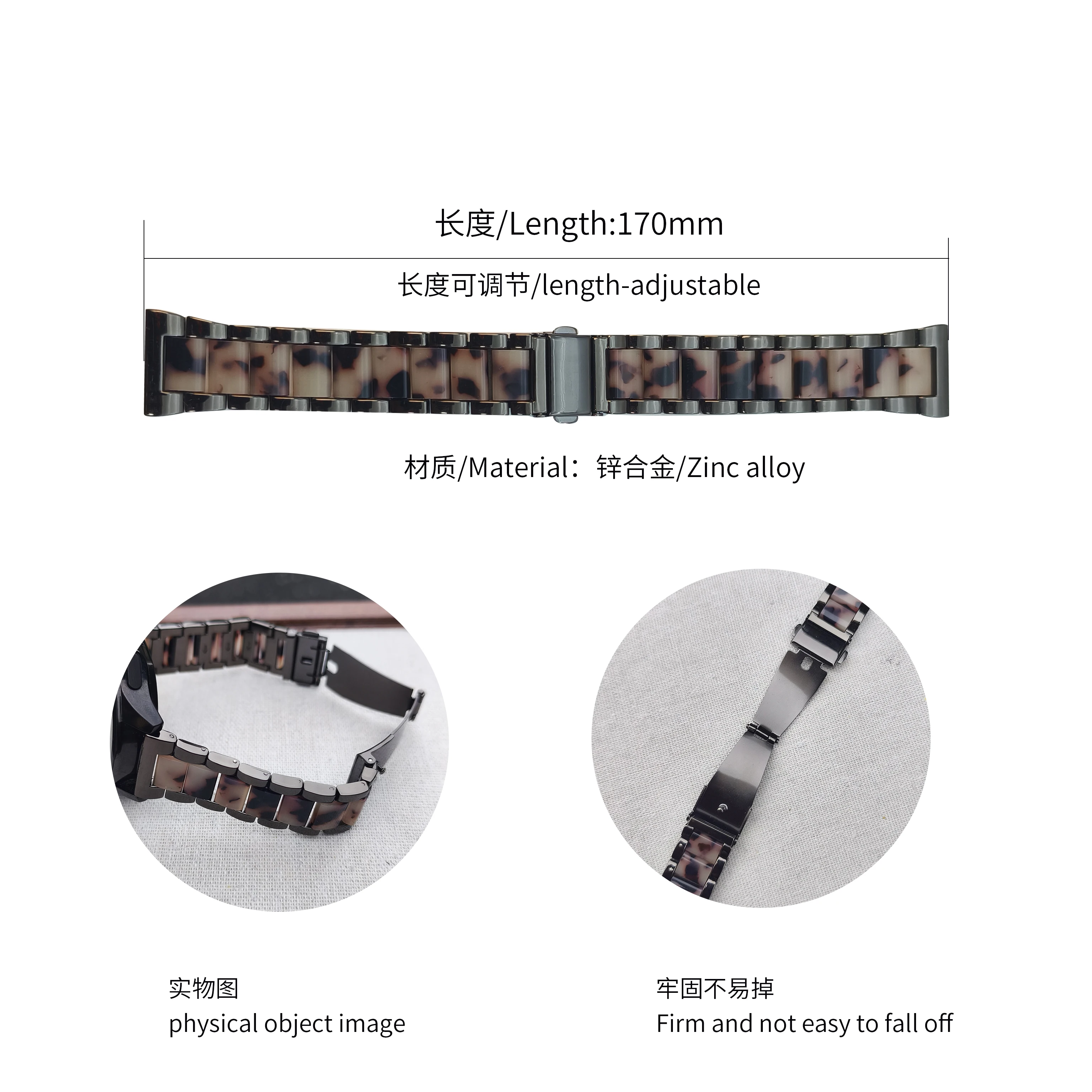 Universal 22mm Resin Metal Watch Strap - Simple and Versatile Design