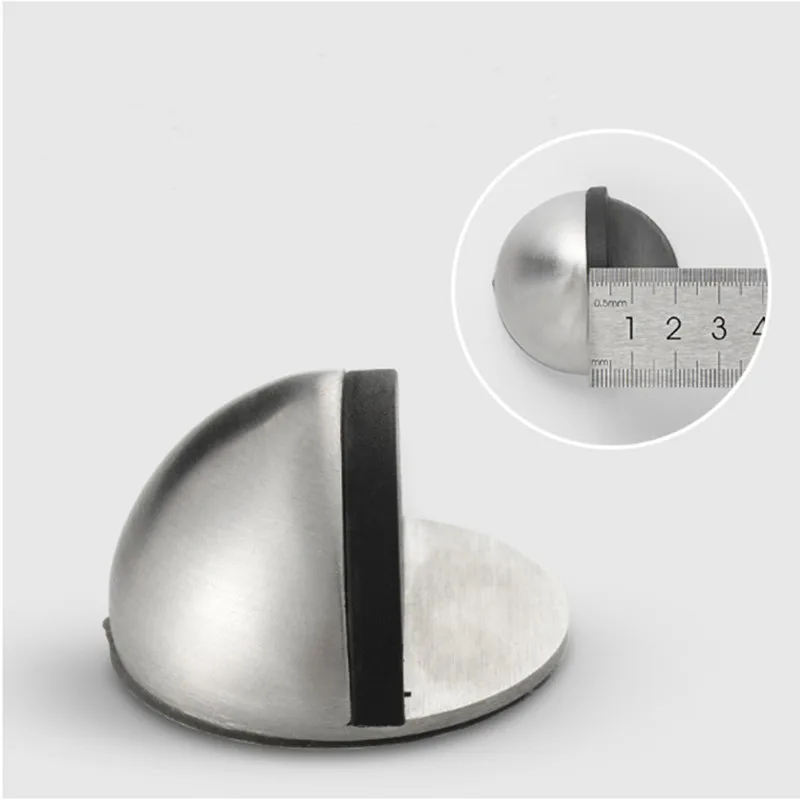 Stainless Steel 304 Half Moon Floor Mounted Nail-free Door Stops anti-collision Hidden non punched stickers oval solid door kit