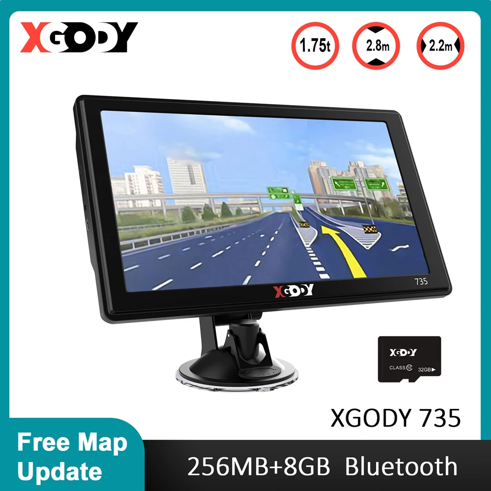 

Автомобильный навигатор XGODY с 7-дюймовым HD-экраном, GPS-навигатор для автомобиля, 256 м + 8 Гб, автомобильный GPS-навигатор, голосовая подсказка, навигация для грузовика, Бесплатная карта США 2023