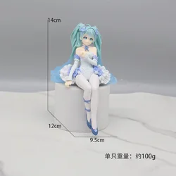 Cute 8cm Hatsune Miku Q Version Figure - Anime Collectible Sitting Doll Toy for Home or Car Decoration (Nobox)