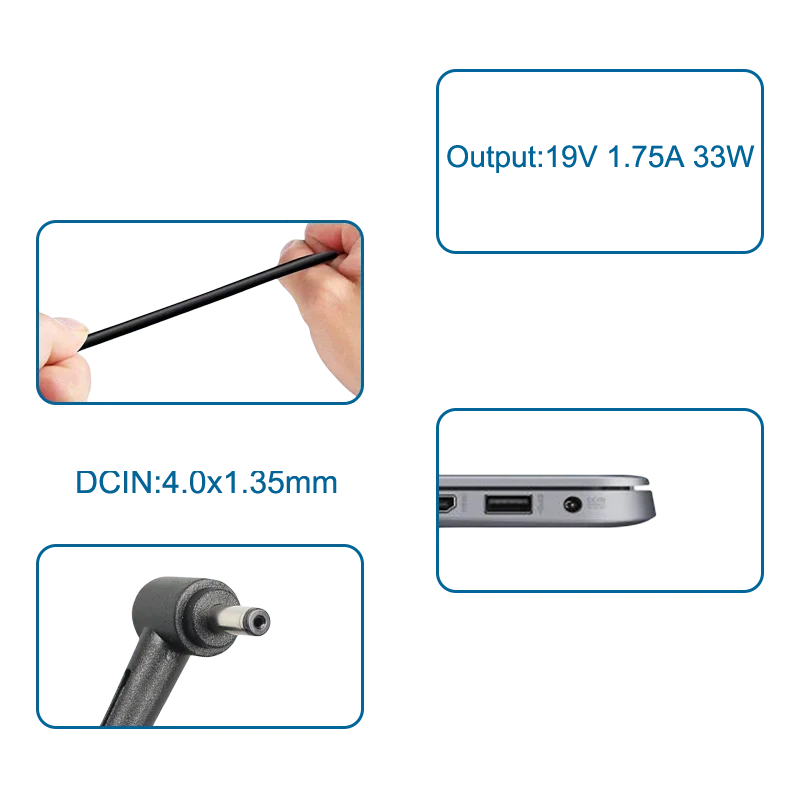 Laptop Charger 19V 1.75A 33W Cargador 4.0x1.35mm AC Adapter for Asus Vivobook X441SA TP401CA TP401MA TP202NA E410KA E510KA S220 laptop charger power adapter