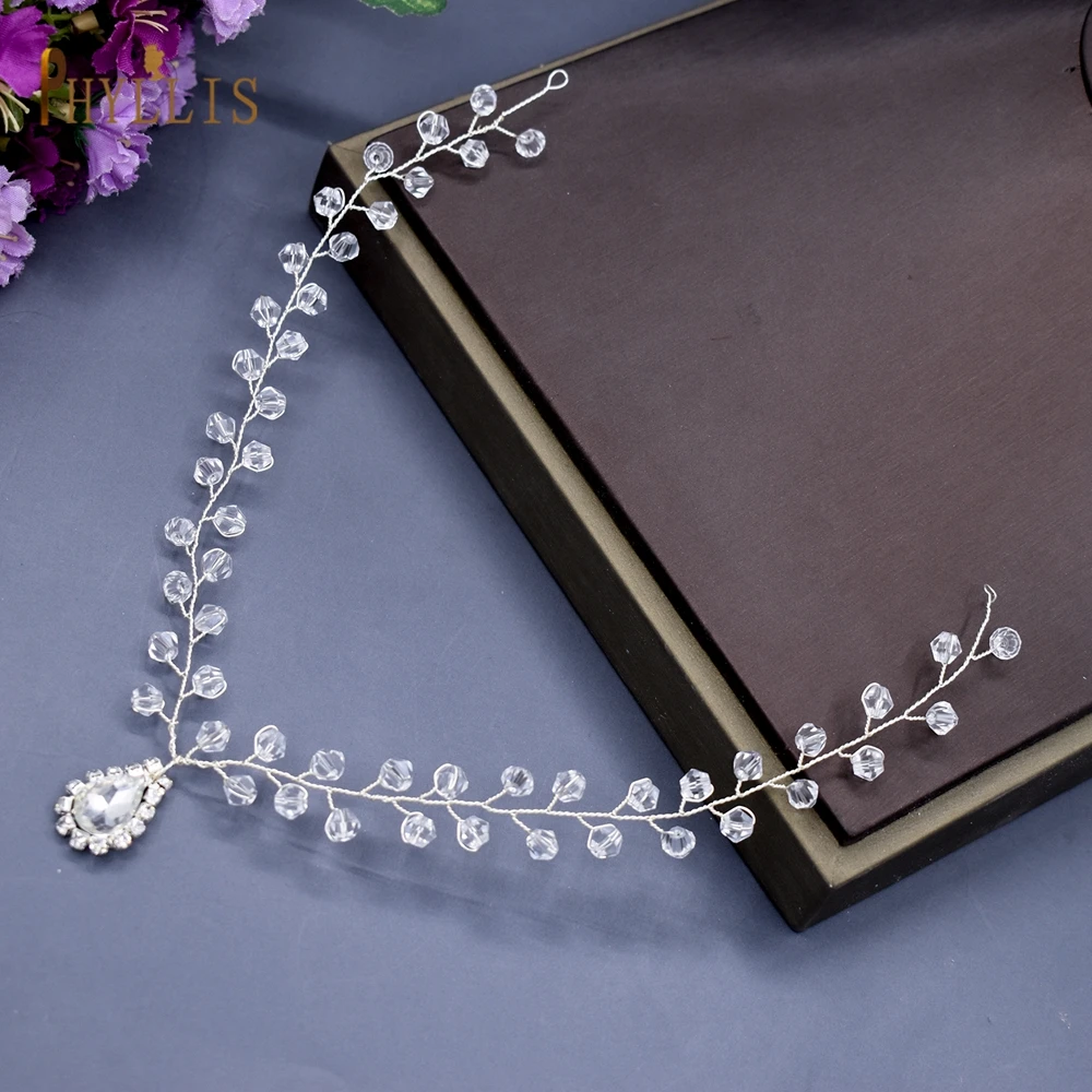 A457 Crystal Women Forehead Headband Wedding Hair Chain Bride Headpiece Headwear Bridal Hair Accessories Gift Ornament
