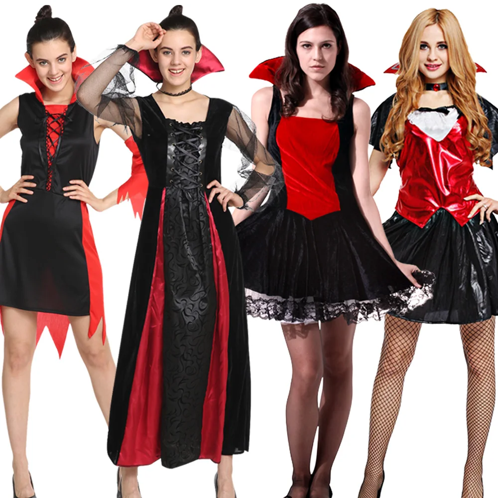 Halloween Costume Adult Woman Queen Dress Witch Easter Vampire Bride Death Witch Cosplay Costumes Retro Court Dresses