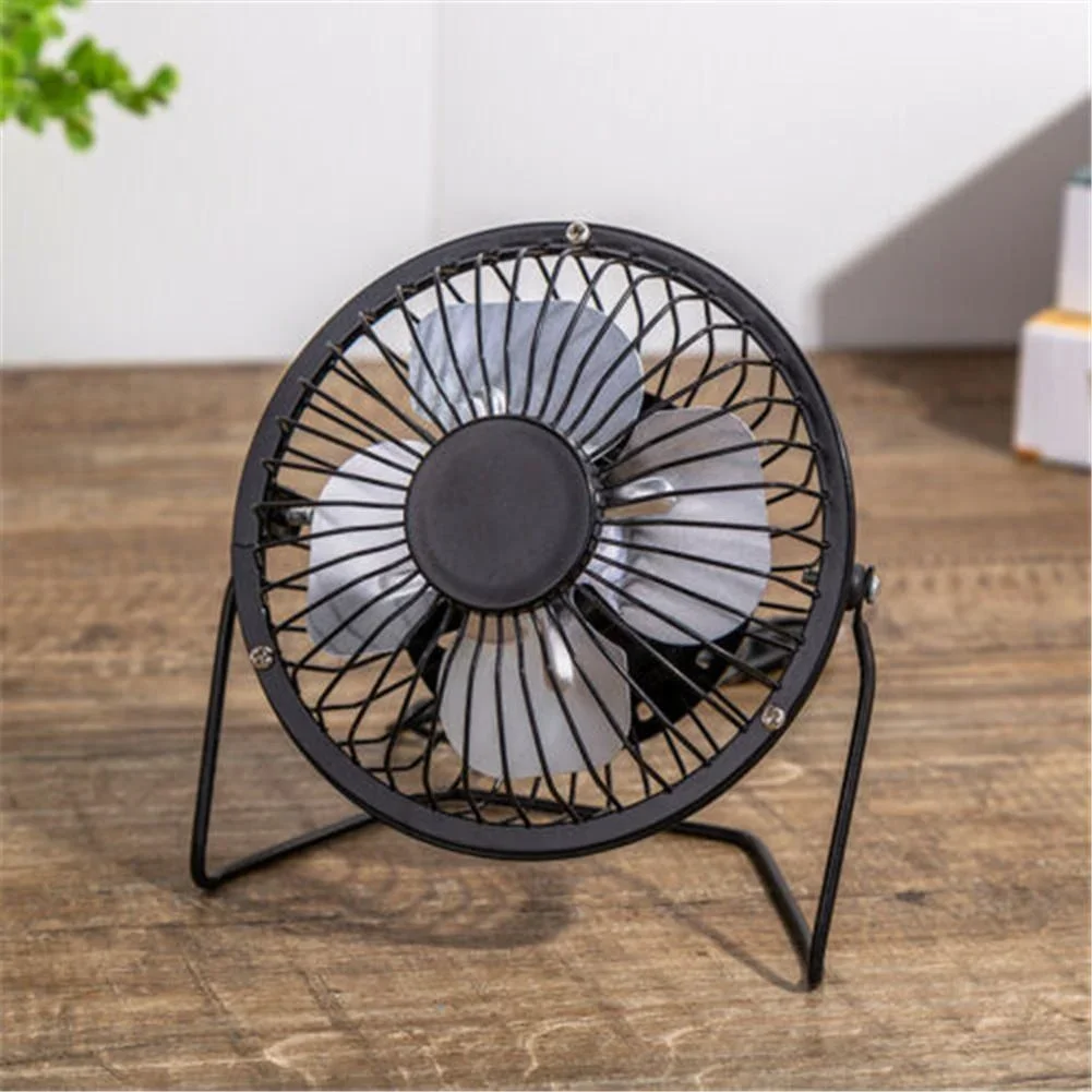 USB Desk Fan 4 Inch Metal Mini Portable Rechargeable Super Quiet Personal Cooling for Computer Home Office