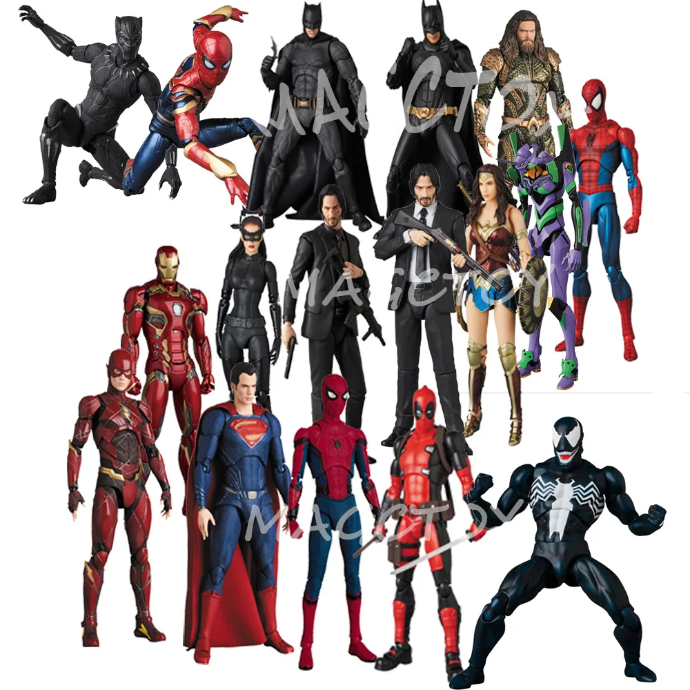 Экшн-фигурки Marvel Mafex Black Panther Venom Superman Wonder Woman Flash Aquaman Spider Iron Man бетмен И Дедпул John Wick |