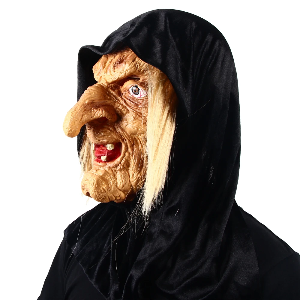 CGMGTSN-máscara de bruxa velha feia para mulheres, cosplay assustador,  látex com cabelo, capacete, traje de festa de Halloween, adulto - AliExpress