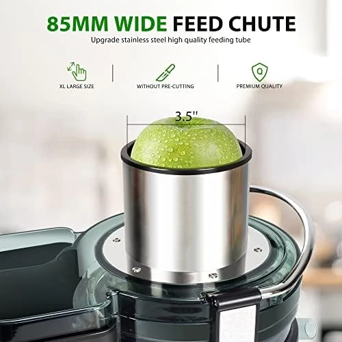 1000W 5-SPEED LCD Screen Centrifugal Juicer Machines Vegetable and Fruit,  Healnitor Juice Extractor with Big Adjustable 3 Wide Chute, Easy Clean