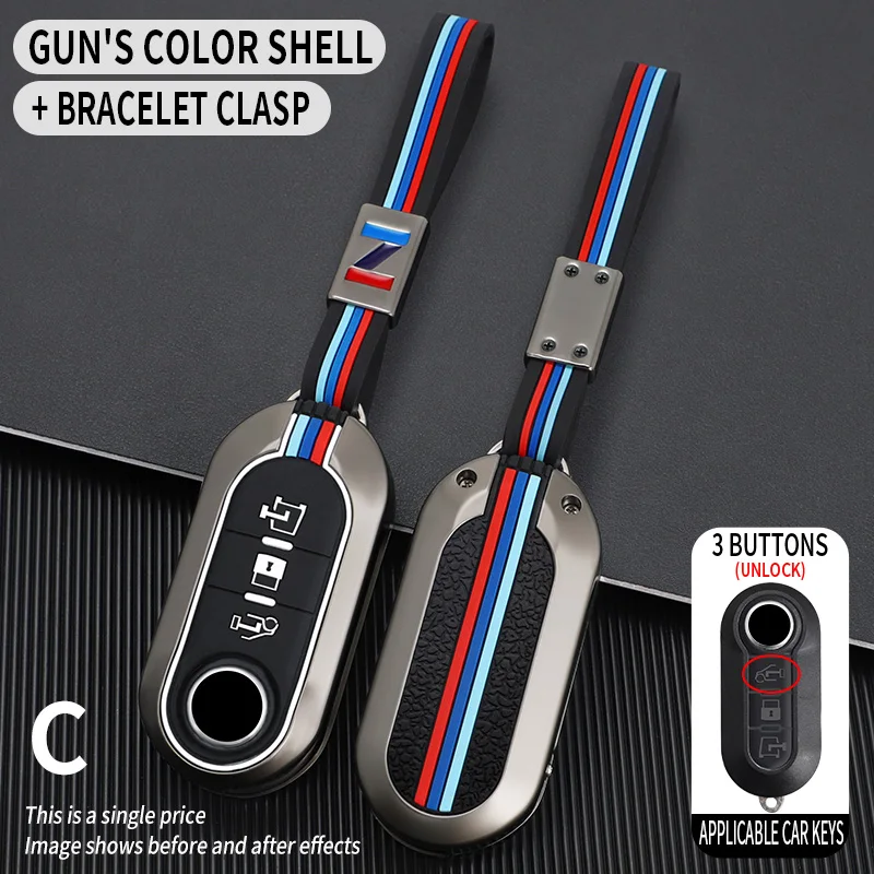Custodia per chiave auto in lega di zinco Shell Fob per FIAT 500 Ducato panda Punto 500L lancia musa per Citroen jumper per Peugeot Boxer - Se44a4d98ce2440e0936f40fc62669e61S