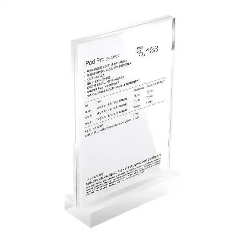 1 Stück A5 T-Form Tischplatte 4S Shop Preisschild Produktmenü Klarer transparenter Acryl-Schilderhalter Ausstellungsstand Bild Fotorahmen – Detail 3